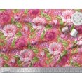 thumbnail image 2 of Soimoi Polyester Crepe Fabric Leaves & Peony Floral Print Fabric by The Yard 52 Inch Wide, 2 of 3