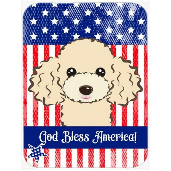 Caroline's Treasures God Bless Flag with Buff Poodle Glass Cutting Board Large