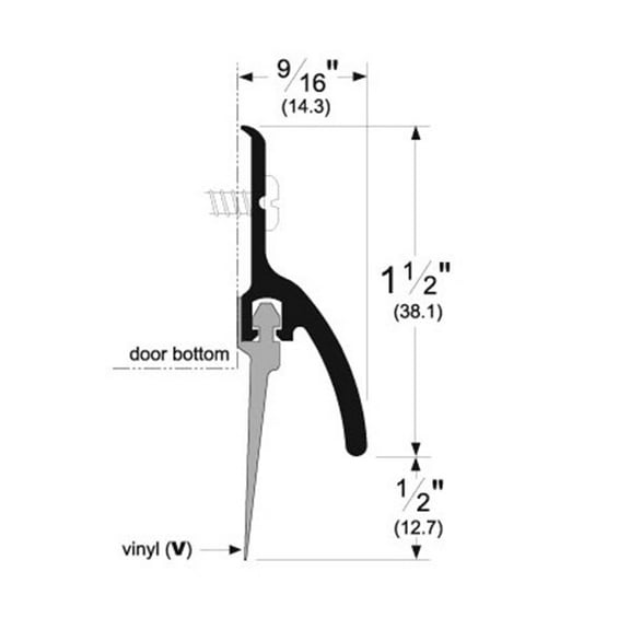 Pemko 345AV42 Aluminum Finish Door Bottom Sweep with Vinyl Insert for 42" Door