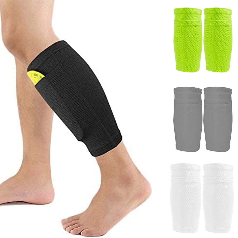 1*Soccer Shin Holder Guard Sleeves Elastic Shin Pad Socks Protective Calf Softy 