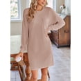 thumbnail image 4 of Qiyulanc women dresses autumn crew neck long sleeve mini shirtdress casual female clothing sizes S-XXL, 4 of 7