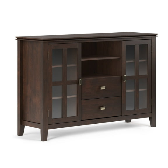 Artisan 53 inch Wide Solid Wood Tall TV Stand in Dark Chestnut Brown For TVs up to 60 inches