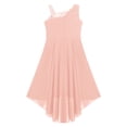 thumbnail image 4 of Miaeowve Robe Haute Basse à Sequins pour Filles Robe Formelle de Mariage Sans Manches en Chiffon Froncé Rose 12, 4 of 7