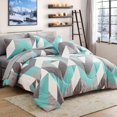thumbnail image 2 of HGmart Gray queen 3 pieces comforter set with blue geometric patterns, a modern and refreshing style, soft and skin-friendly, available in various sizes., 2 of 4