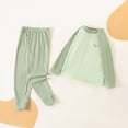 thumbnail image 4 of CAUYDYBoys Girls Soft Cotton Sleepwear Set Long Sleeve Pajamas with Pants 2PCS Kids Comfort Loungewear Cute Nightwear Set(L101-Green,3-4 Y), 4 of 6