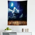 thumbnail image 1 of Night Sky Tapestry, Dots Liked Star Moon Crescent Foggy Clouds Wooden Seem Deck Image, Fabric Wall Hanging Decor for Bedroom Living Room Dorm, 5 Sizes, Cobalt Blue and Pale Brown, by Ambesonne, 1 of 1