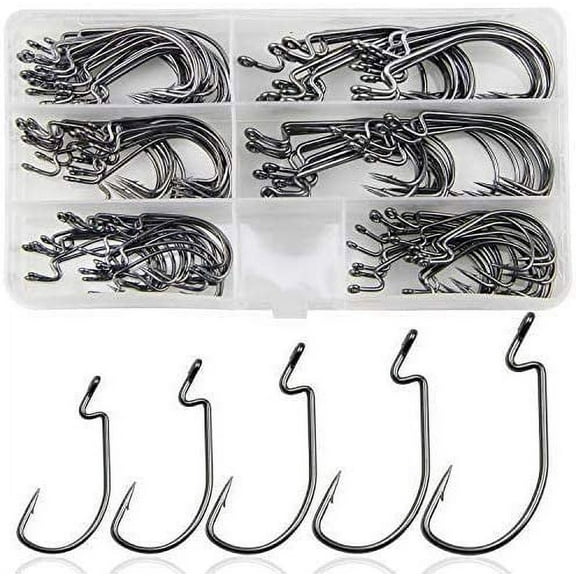 VanRolldex Bass Offset120 pcs Carbon Steel Fishing Hooks