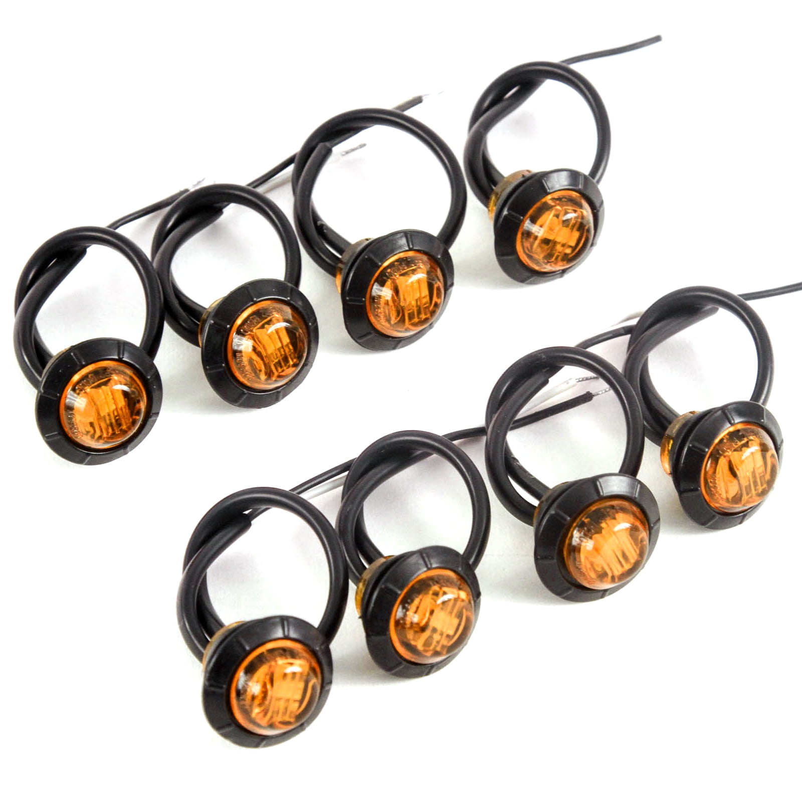 (8) 3/4 Inches Amber LED Amberance Side Marker Lights Truck Trailer