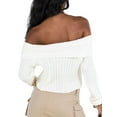 thumbnail image 6 of Arvbitana Women Cropped Off-Shoulder Sweater Solid Color Knitwear Pullover Cute Soft Long Sleeve Sweatshirt Slim Fit Tops Fall Warm Streetwear, 6 of 7