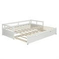 thumbnail image 4 of CoSoTower Extending Daybed with Trundle Frame, Sofa Bed Support Platform for Living Room Bedroom Apartment, White, 4 of 6