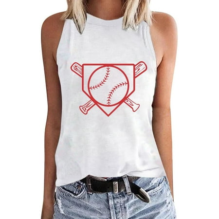 

GWAABD Padded Bras Top Womens Round Neck Tank Print Casual and Versatile Vest Sleeveless T Shirt