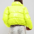 thumbnail image 4 of Sopiago Women's Cropped Puffer Jacket Stand Collar Zip Up Short Bubble Solid Color Coat with Pockets Yellow,S, 4 of 5