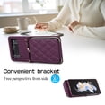 thumbnail image 3 of SaniMore for Samsung Galaxy Z Flip 4 Buisness Case, Zipper Purse [Card Holders] Magnetic Clasp Kickstand Wrist/Crossbody Chain Lanyard PU Leather Wear-resistant Full Protective Wallet Shell Darkpurple, 3 of 9