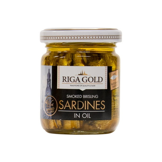Riga Gold Smoked Sardines in Oil in Jar 3.53oz. (Pack of 15) Walmart