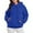 Blue, variant on Black Essentials Hoodie, Japanese Sweaters Hoodies for Women, Women's Solid Color Zipperless Long Sleeved Pullover Hooded Sweater XXL