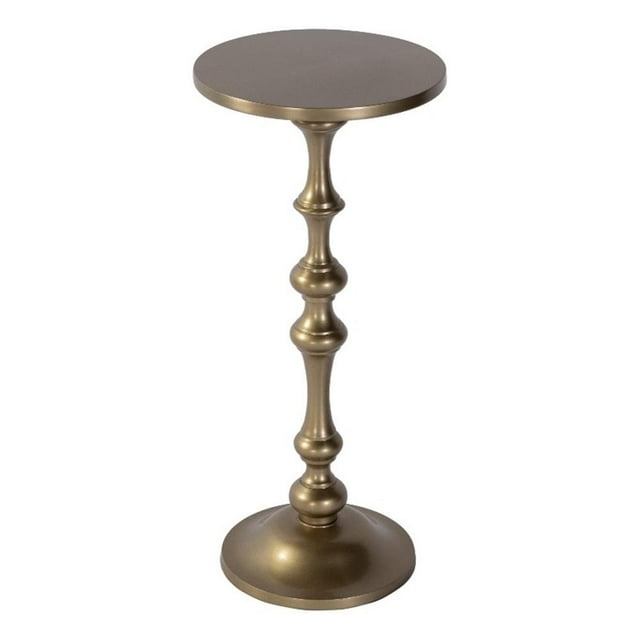 Beaumont Lane Transitional 10"W Round Metal Pedestal End Table in Gold