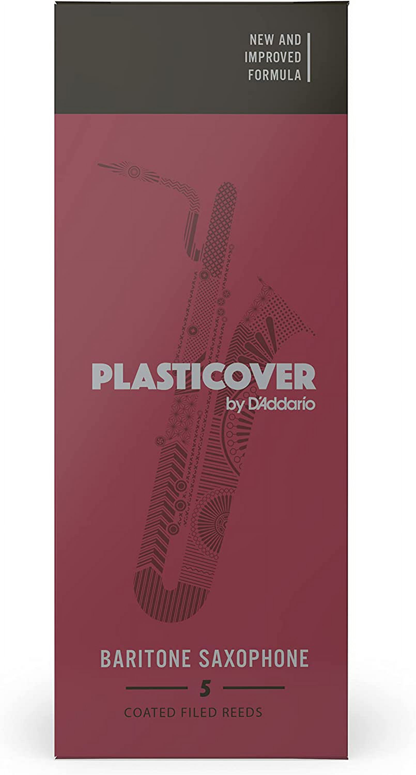 Plasticover by D'Addario Baritone Sax Reeds, Strength 2.5, 5-pack