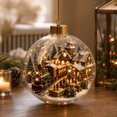 thumbnail image 4 of 3.15 Inch LED Christmas Village Scene Ornament Light Up Transparent Acrylic Hanging Bauble with Winter Town Train Warm LED Glowing Xmas Tree Pendant for Home Decor Holiday Gift, 4 of 5