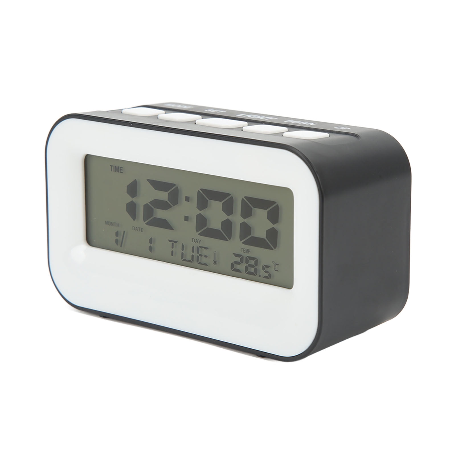 NFTIGB LCD Kids Alarm Clock with Backlight, Birthday Reminder, Musical Alarms, and Snooze Function, Small Digital Alarm Clock for Bedroom and School, Black Finish, 4.72 inches / 12 cm
