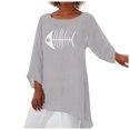 thumbnail image 1 of Gibobby Camisa Elegante Para Mujer Blusa holgada de lino de manga larga de talla grande para mujer, blusa tipo túnica de verano para mujer（Gris， XXXXL), 1 of 5