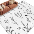 thumbnail image 2 of Black White Plant Washable Living Room Rugs 6'x9', Boho Floral Farmhouse Leaf Retro Flower Botanical Low Pile Throw Large Area Rug Non-Slip Sturdy Edge Binding Carpet for Dining Room Kitchen Office, 2 of 9