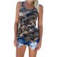 thumbnail image 3 of Chaleco Camuflaje Sin Mangas Camisa Cuello Redondo Tanktop Mujer Verano Top, Verde, M Noticed AP001866-26, 3 of 4