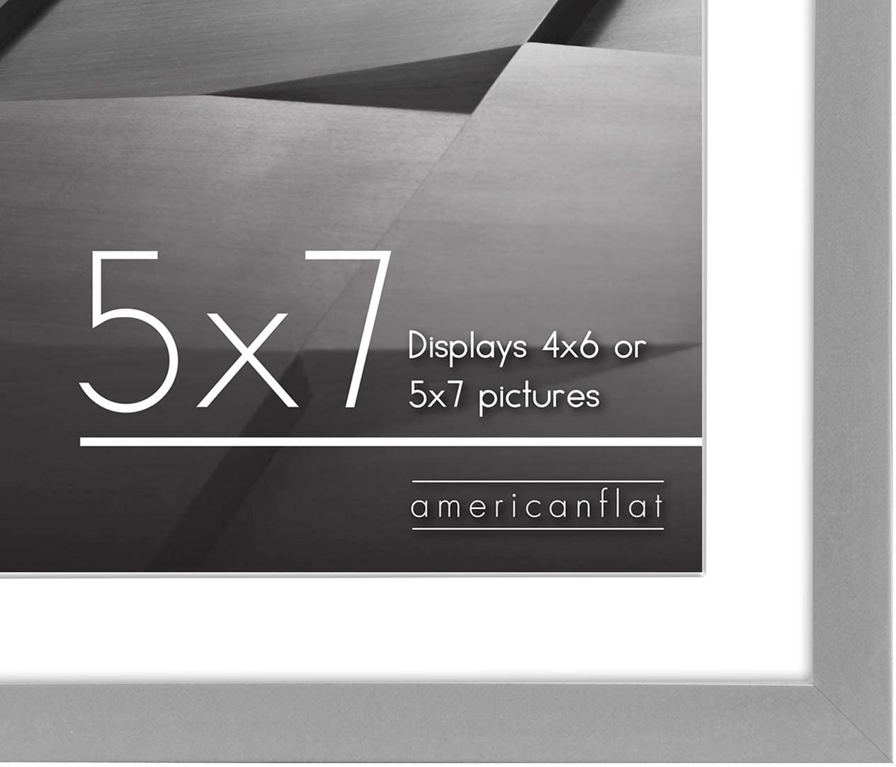 Americanflat 5x7 Picture Frame in Silver - Displays 4x6 With Mat and 5x7 Without Mat - Horizontal and Vertical Formats for Wall and Tabletop