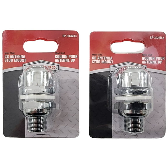 Lot of 2 RoadPro RP-302MAX Heavy Duty Chrome Plated Antenna Maxi Stud w SO239