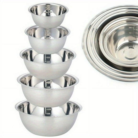 LYFJXX Stainless Steel Outdoor Camping Mixing Bowl Set (5 Piece)