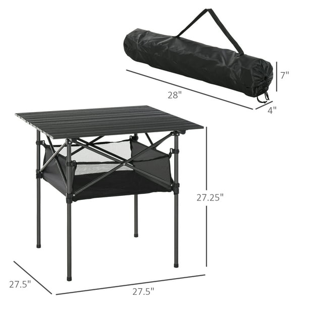 Outsunny Folding Camping Table with Mesh Storage Bag Lightweight