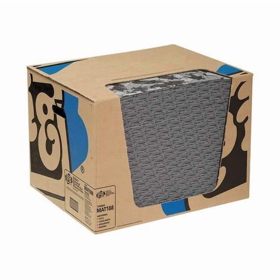 Pig Sorbent Pad, 26 gal, 16 in x 20 in, Universal, Gray, Polypropylene MAT188