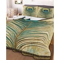 thumbnail image 3 of Quilts Queen Size, Retro Peacock Feathers Soft Comforter Bedding Set for Bed, Vintage Abstract Art Lightweight Quilted Bedspread with Pillow Cover(2 Pieces) for All Season, 90x96 Inch, 3 of 6