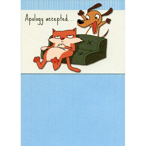 Designer Greetings Apology Accepted Dog and Cat Funny / Humorous I'm Sorry  Card 
