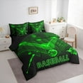 thumbnail image 3 of Homewish Modern Stereoscopic Geometric 7-Piece Bedding Comforter Set,Baseball Sport Theme King Bedding Sets,Green Black Bed Sheets For Kids Boy,Microfiber Bedroom Decor Reversible, 3 of 8