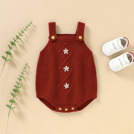 

Cathalem Kids Hoodie Zip up Baby Knitted Romper Cotton Sleeveless Boy Girl Flower Musically Sweater for Girls Sweater Red 0-3 Months