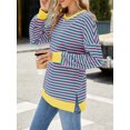 thumbnail image 3 of Wangsaura Sweat-Shirt Rayé Surdimensionné pour Femmes, Col Rond, Manches Longues, Pull Décontracté, Automne Hiver, 3 of 7