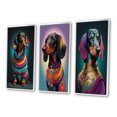 thumbnail image 3 of Designart "Dachshund in Rainbow Designer Sweater IV" Animals Dog Daschund Framed Wall Art Set Of 3 - Multicolor Dog Daschund Frame Gallery Wall Set For Home Decor, 3 of 6