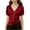 Wine, variant on cocolona Womens Summer Satin Tops V Neck Short Sleeve Drawstring Side Slim Fit Shirt Trendy Casual Solid Color Blouses