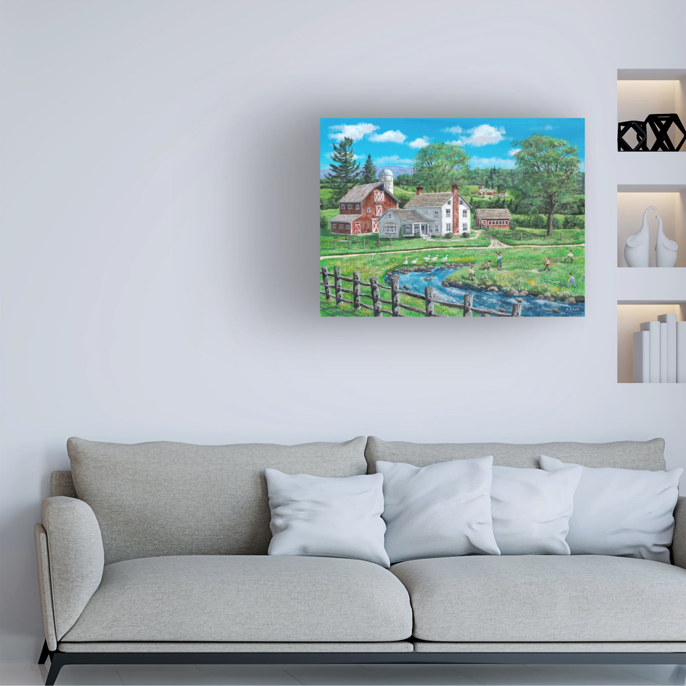 Canvas Wall Art - Bob Fair 'The Farm League' Wall Art for Living Room, Bedroom, or Office DÃ©cor by Trademark Fine Art - 19 x 14 Inches