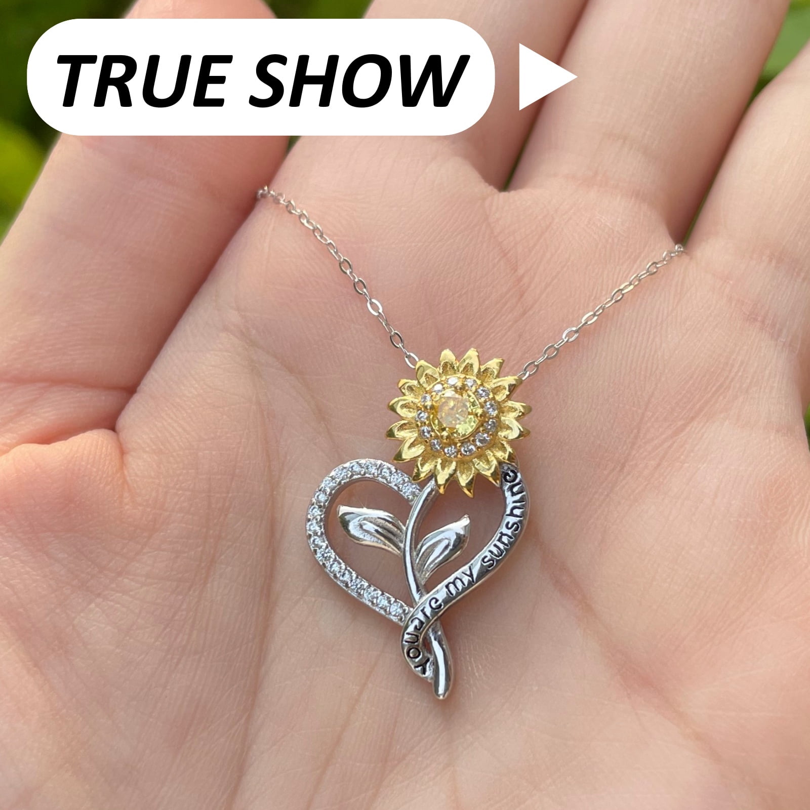 Flydeer Necklaces for Women 925 Sterling Silver Sunflower Heart Pendant Necklace 5A CZ Anniversary Jewelry Gifts for Women