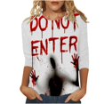 thumbnail image 1 of T-shirt Imprimé Halloween pour Femmes Col Rond Manches Confortables pour Fête Tenue Décontractée, 1 of 5