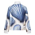thumbnail image 6 of Jackets for Women Winter Coat Jackets Flannel Stand Collar Jacket(Blue Seashell Pattern,Size:S-4XL), 6 of 7