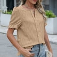 thumbnail image 7 of Puff Sleeve Tops for Women Casual V Neck Short Sleeve Summer Garment Comfortable Tops Tunic Blouses, 7 of 7