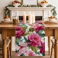 thumbnail image 2 of Table Runner 120 Inches Long for Kitchen Dining, Pink Floral Dresser Scarf Farmhouse, Dining Table Decorations for Wedding/Parties, Watercolor Flowers Leaves Plants Watercolor 13 x 120 In, 2 of 8