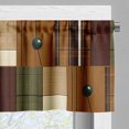 thumbnail image 3 of Abstract Window Valance Pack of 2, Autumnal Tones Earthy Modern Stripes and Squares with Simple Lines, Rod Pocket Curtain Valances Kitchen Bedroom, 54" X 18",Caramel Burgundy Green, 3 of 5