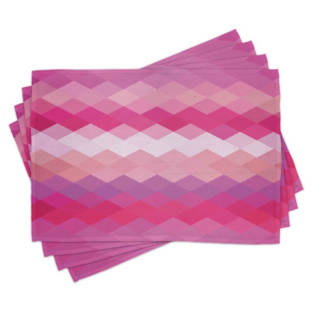 Hot Pink Placemats Set of 4 Classical Simple Modern Design with Vibrant