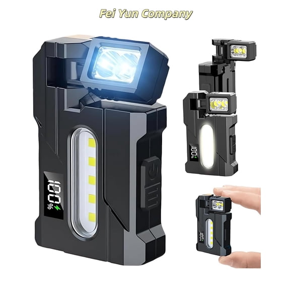 2026 Rechargeable EDC Flashlight with Rotable Lamp Head, 500 Lumens Super Bright Mini Flashlight, 1500mAh Portable Flat Pocket Flashlights, Magnetic Keychain Flashlight for Outdoor Home Emergencies