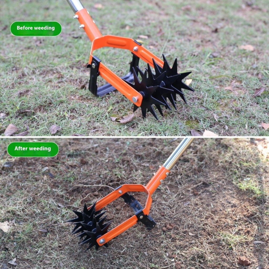 Manual Soil Tiller Featuring Adjustable Handle Length and SteelB1adefor Back Friendly Gardening