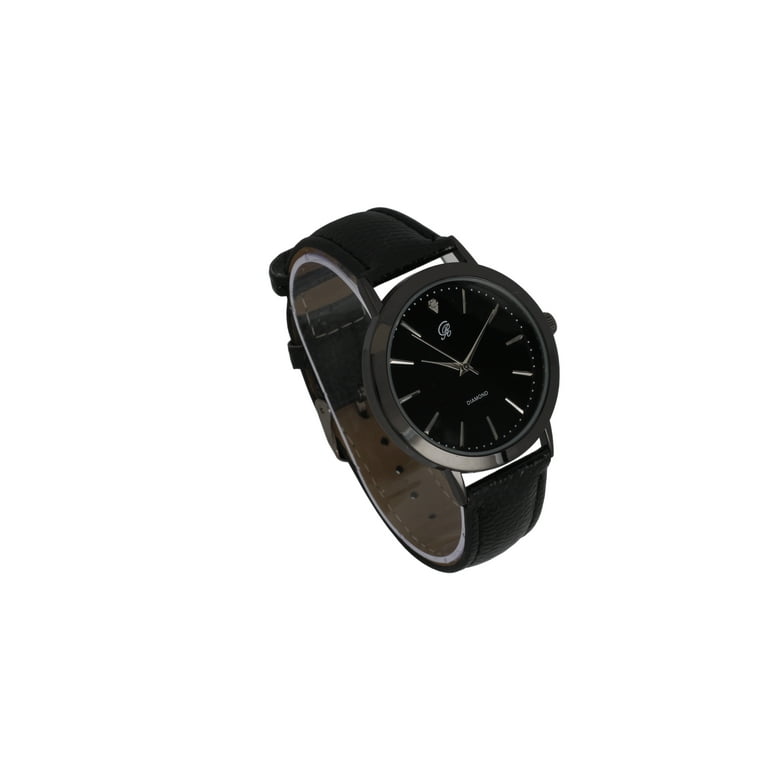Genuine Real Diamond at 12 O Clock Elegant and Classy Mens Watch for All Occasions Easy Reader Simplistic Slashes at Every Hour Handsomely