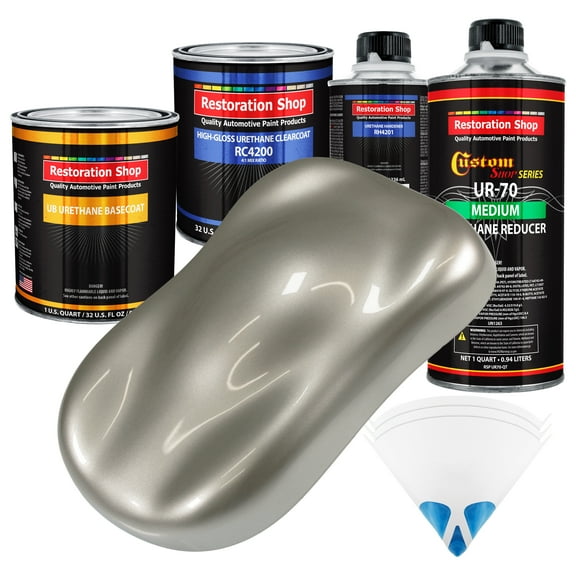 Bright Silver Metallic Quart URETHANE BASECOAT CLEARCOAT Car Auto Body Paint Kit